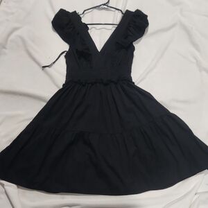 GAP Elegant Black Ruffle Mini Dress